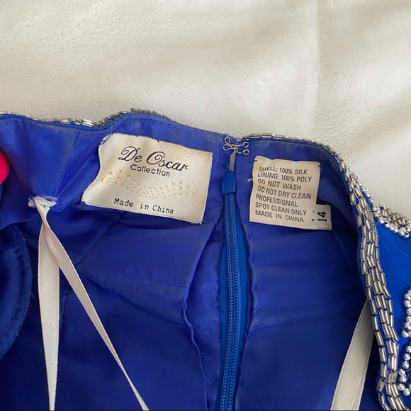De Oscar Collection Blue Formal Sequin Evening gown gently used Size 14 - Picture 8 of 9